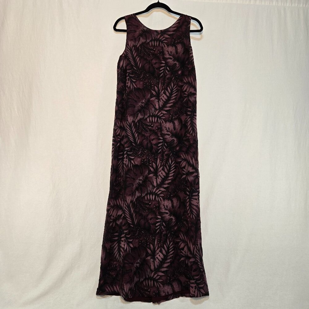 VINTAGE Out of Stock NEW WITH TAG Y2K Red Wine Leaf Print SILK Maxi Dress Size 6 - Picture 1 of 17